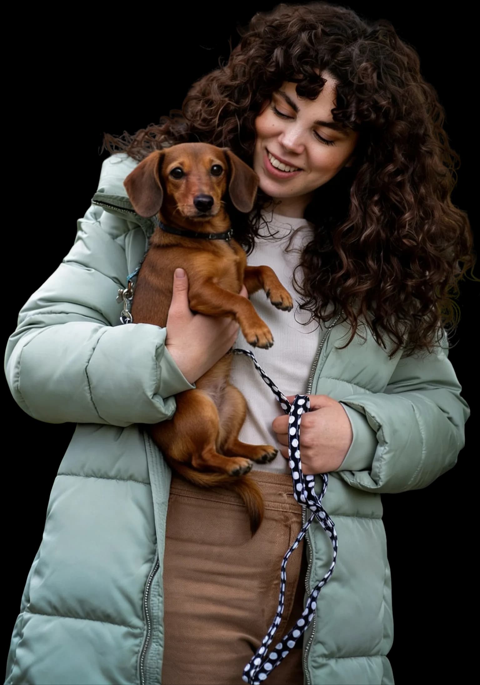 Woman holding her dog